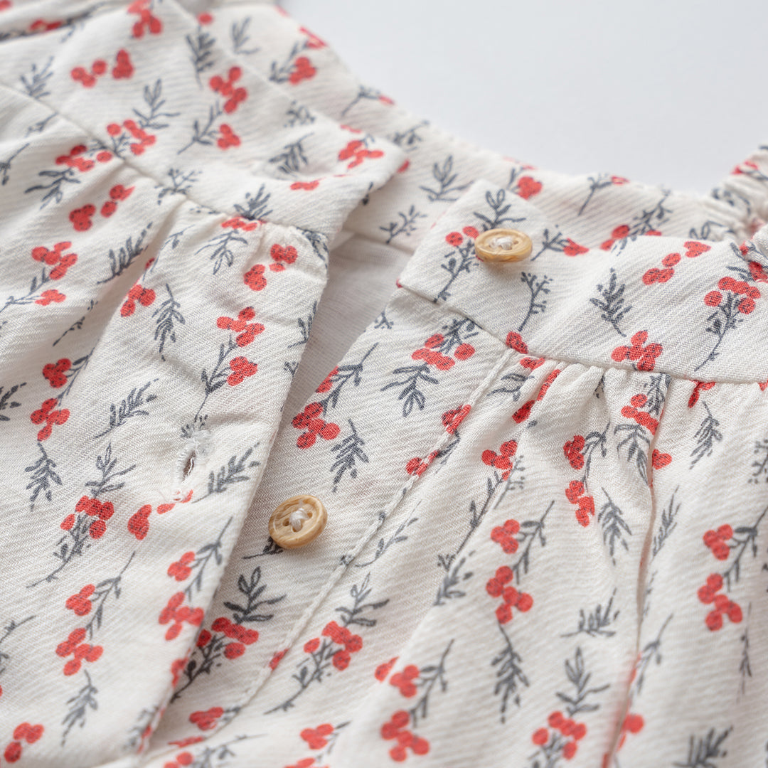 Poney Girls White Floral Printed Dress