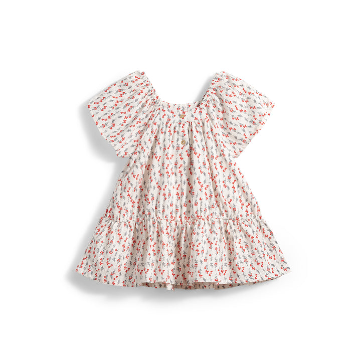 Poney Girls White Floral Printed Dress