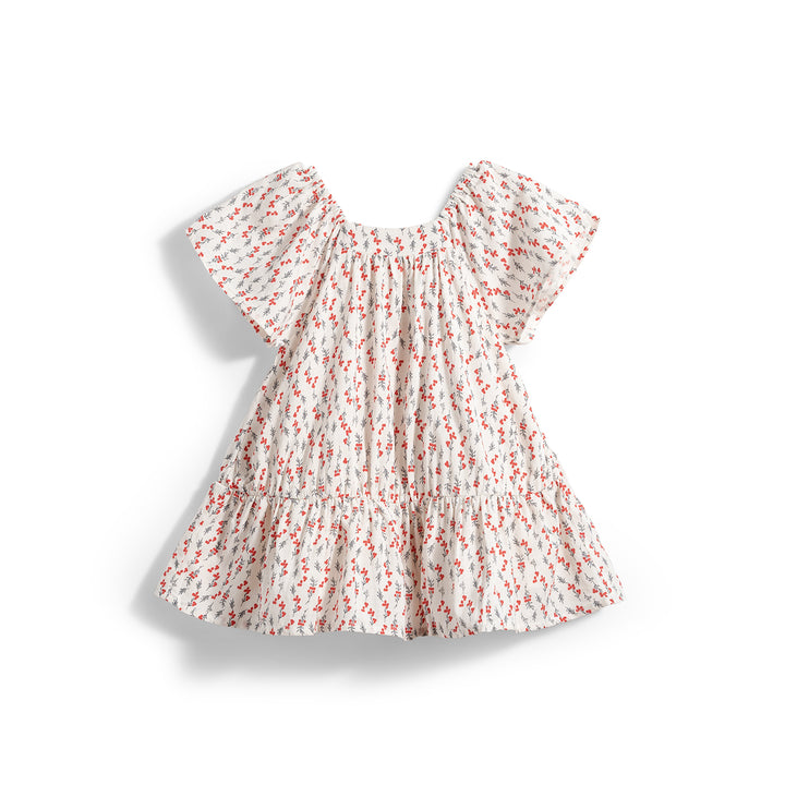Poney Girls White Floral Printed Dress