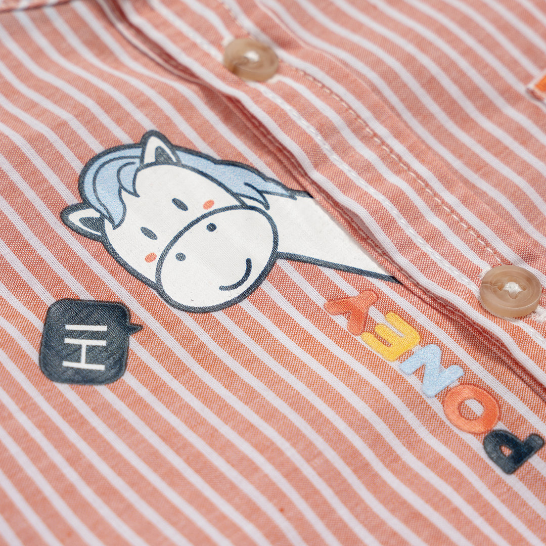 Poney Boys Yarn Dyed Striped Long Sleeve Shirt