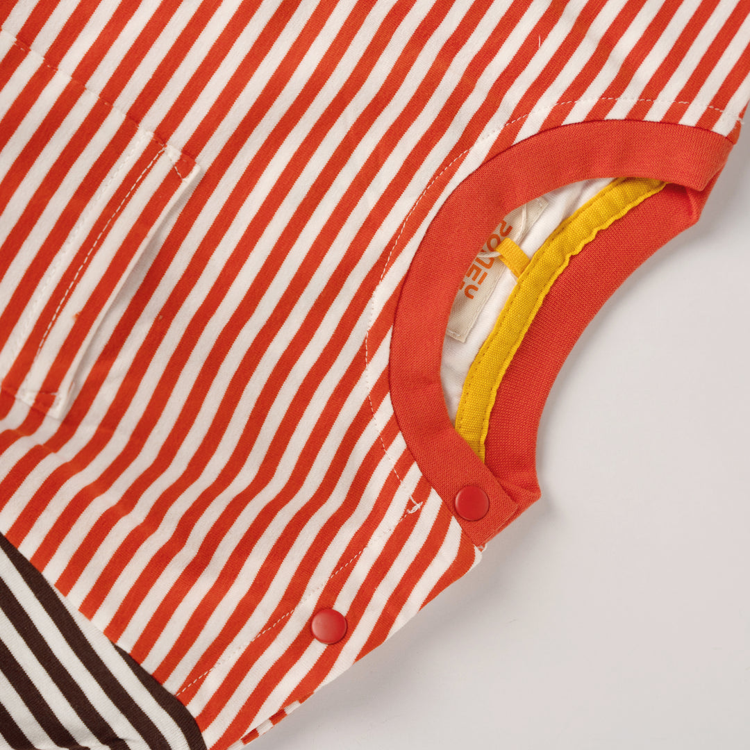 Poney Boys Contrast Colour Striped Round Neck Short Sleeve Tee