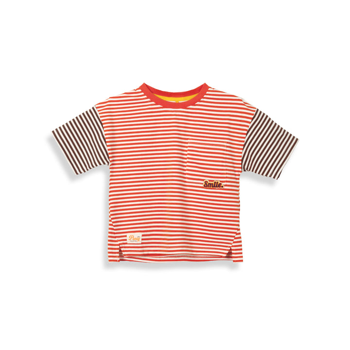 Poney Boys Contrast Colour Striped Round Neck Short Sleeve Tee