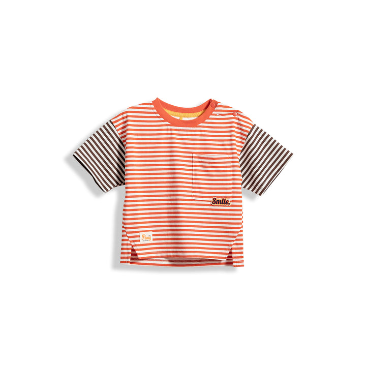 Poney Boys Contrast Colour Striped Round Neck Short Sleeve Tee