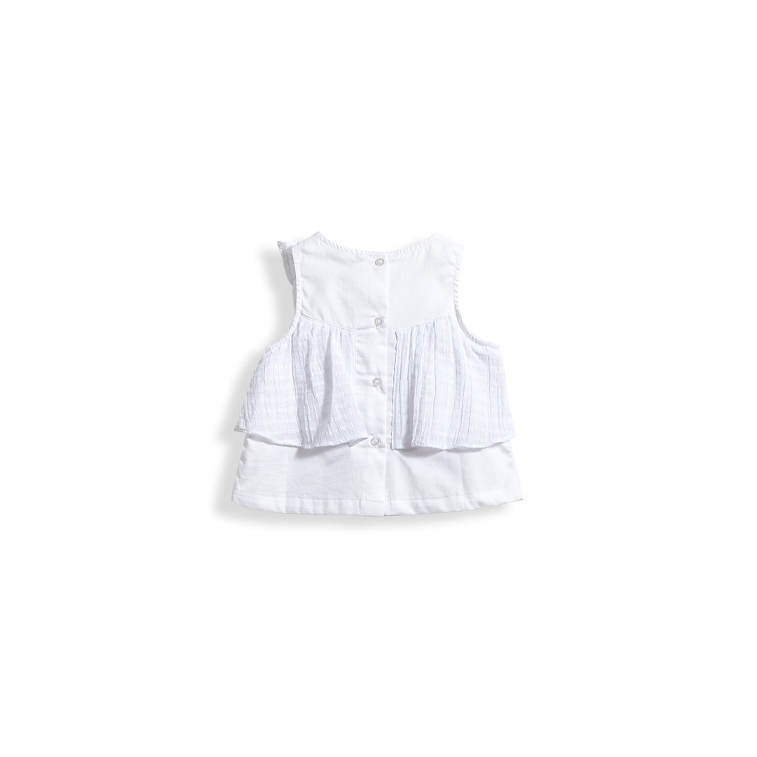 Poney Girls Sleeveless Blouse with Lace Ruffles
