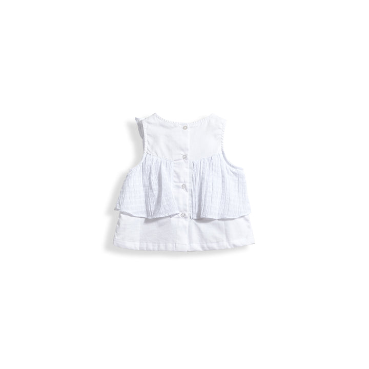 Poney Girls Sleeveless Blouse with Lace Ruffles