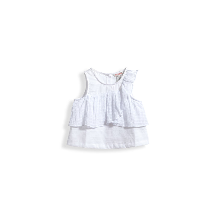 Poney Girls Sleeveless Blouse with Lace Ruffles