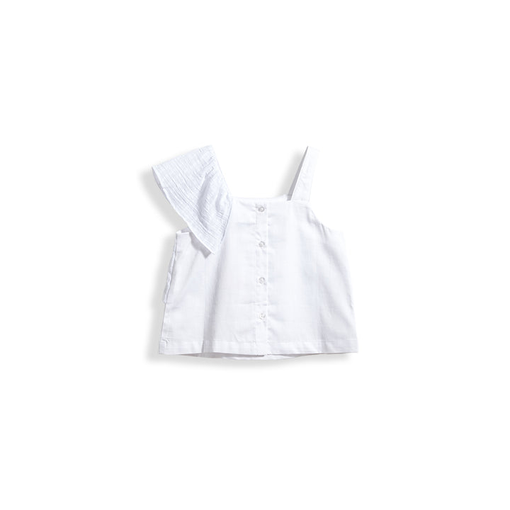 Poney Girls Sleeveless Blouse with Lace Ruffles