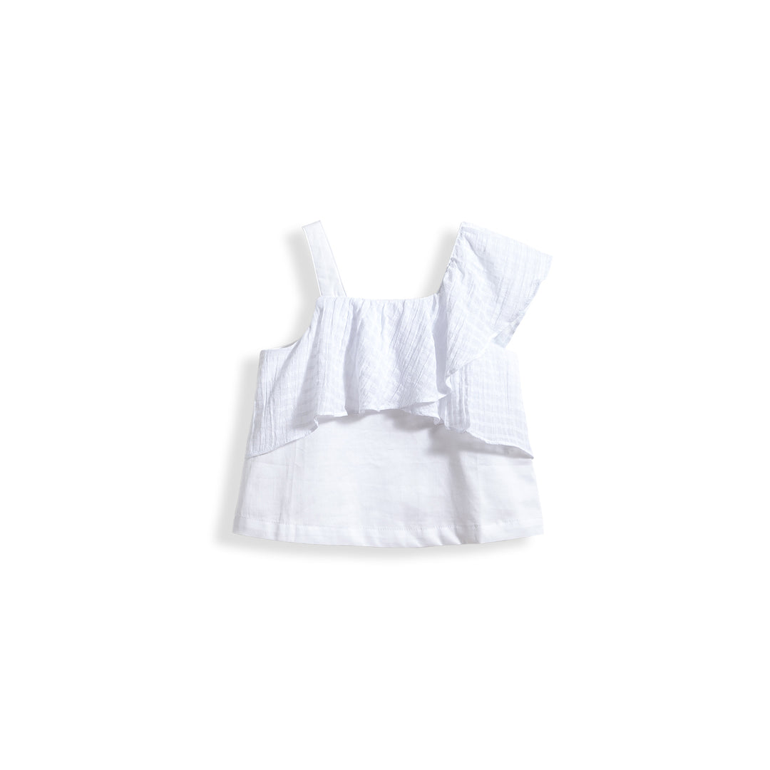 Poney Girls Sleeveless Blouse with Lace Ruffles