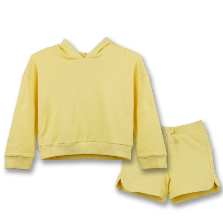 Poney Girls Yellow 2-piece Hoodie & Shorts Set