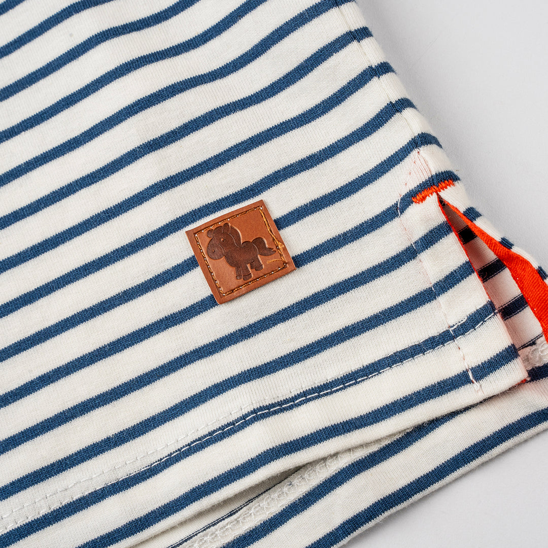 Poney Boys Blue Chambray Collar Stripe Polo