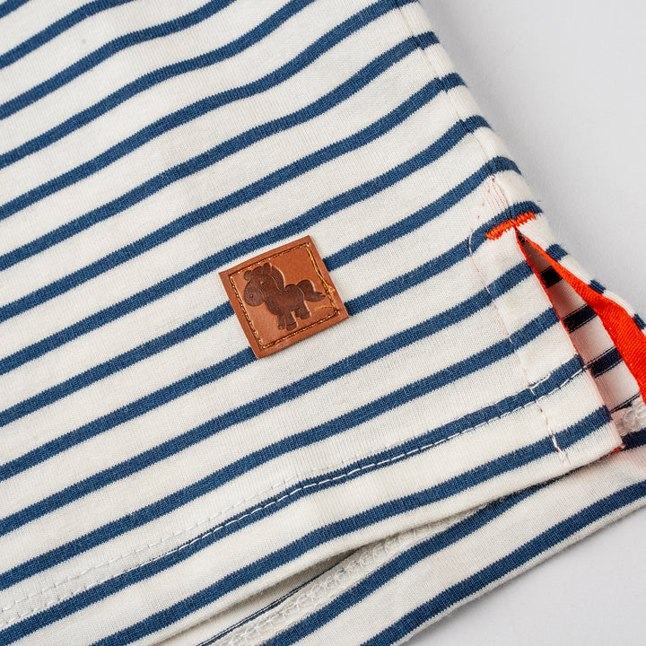 Poney Boys Blue Chambray Collar Stripe Polo