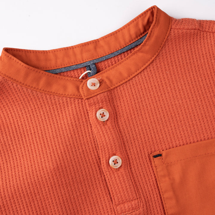 Poney Boys Orange Puff Pocket Short Sleeve Henley