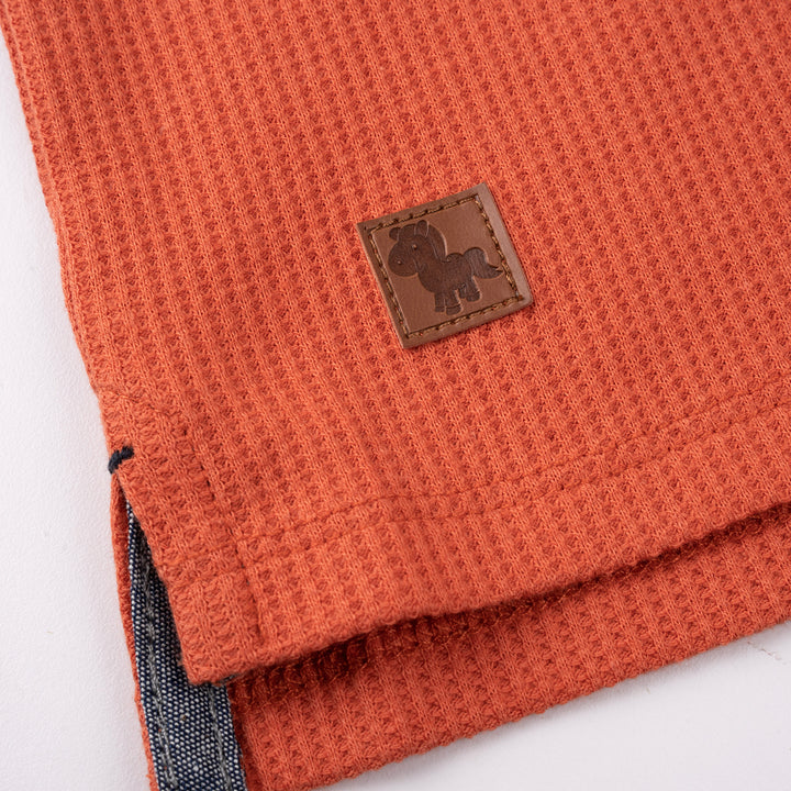 Poney Boys Orange Puff Pocket Short Sleeve Henley