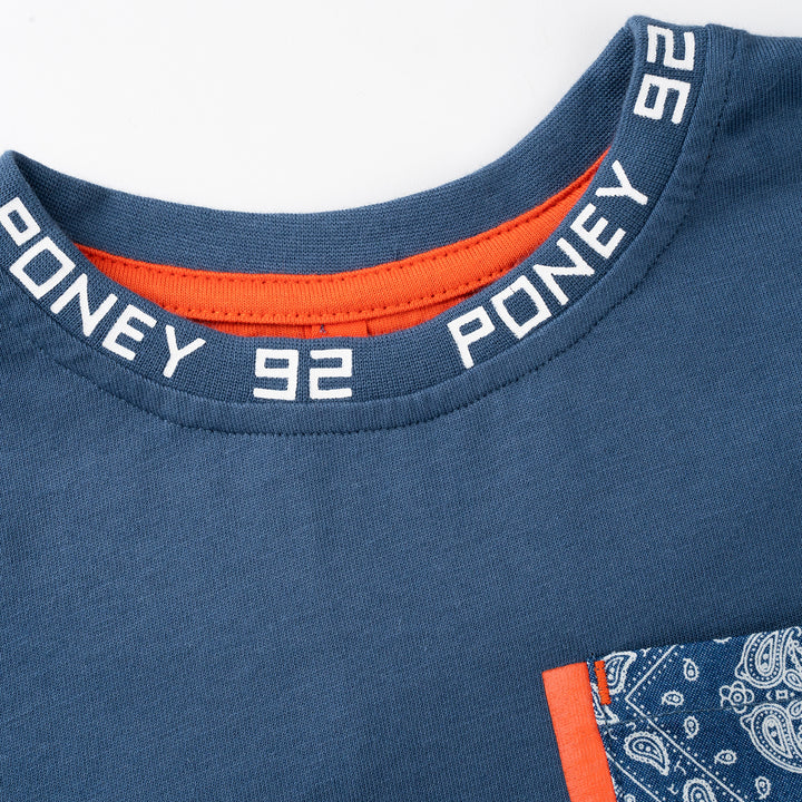Poney Boys Blue Paisley Pocket Short Sleeve Tee