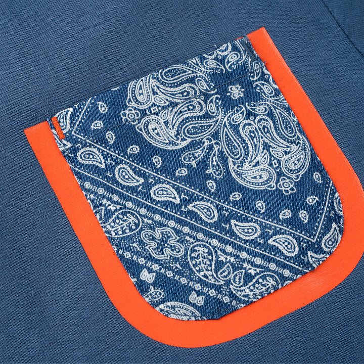 Poney Boys Blue Paisley Pocket Short Sleeve Tee
