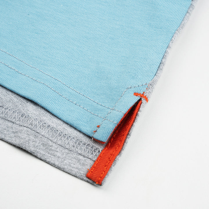 Poney Boys Blue Colour Blocking Short Sleeve Tee