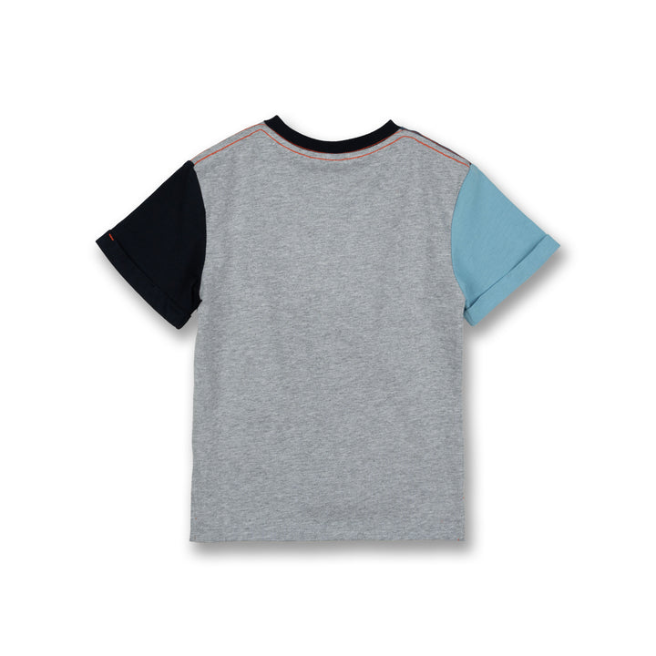 Poney Boys Blue Colour Blocking Short Sleeve Tee
