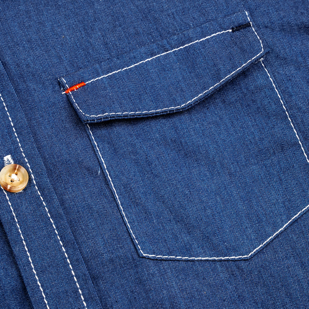 Poney Boys Denim Detachable Hooded Denim Long Sleeve Shirt