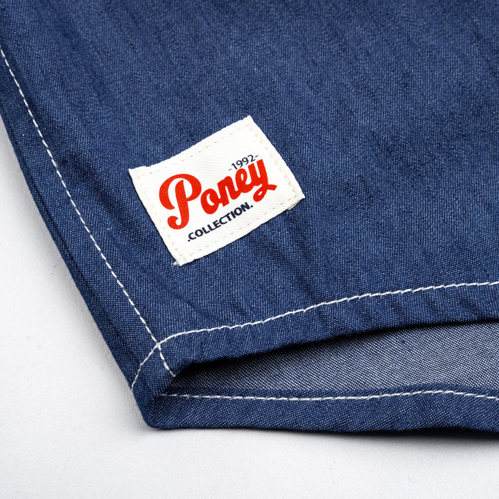 Poney Boys Denim Detachable Hooded Denim Long Sleeve Shirt