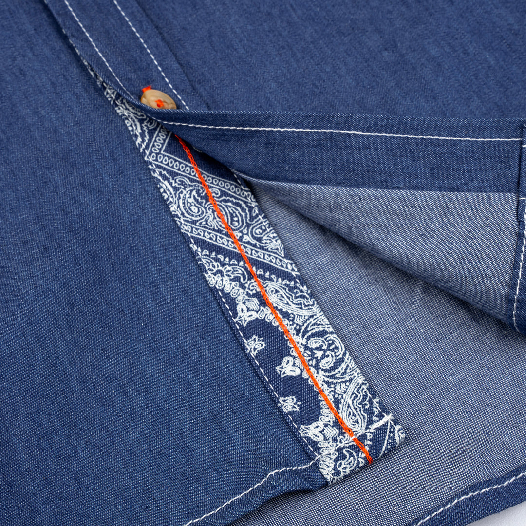 Poney Boys Denim Detachable Hooded Denim Long Sleeve Shirt