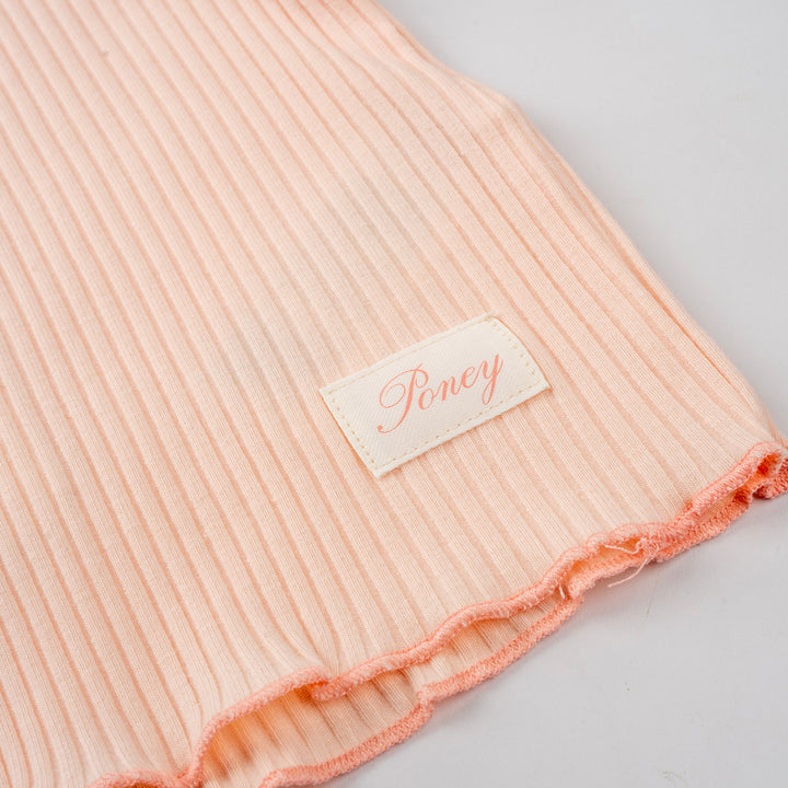 Poney Girls Light Orange Ribbed Short Sleeve Top