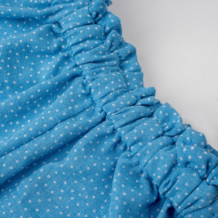 Poney Girls Blue Printed Shorts with Ribbon