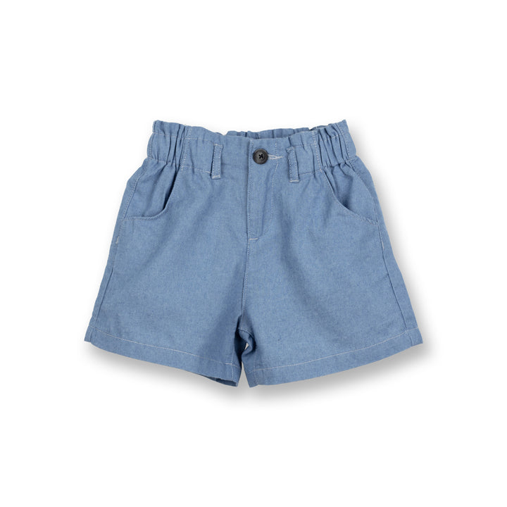 Poney Girls Blue Paper Bag Waist Denim Shorts