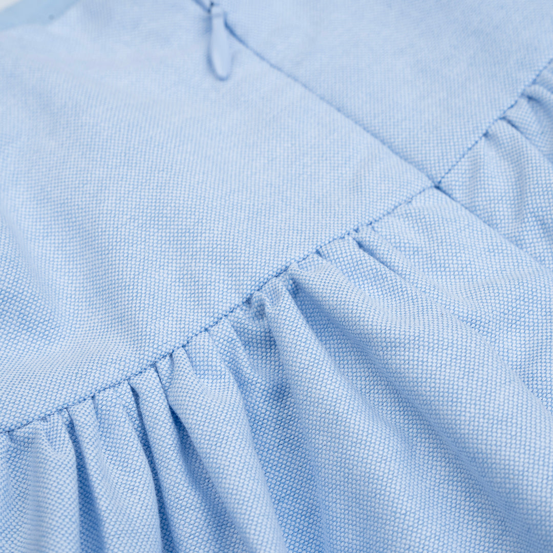 Poney Girls Blue Sleeveless Dress with Bow Applique