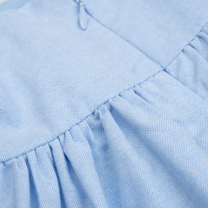 Poney Girls Blue Sleeveless Dress with Bow Applique