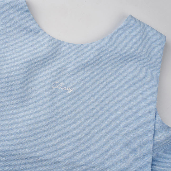 Poney Girls Blue Sleeveless Dress with Side Folded