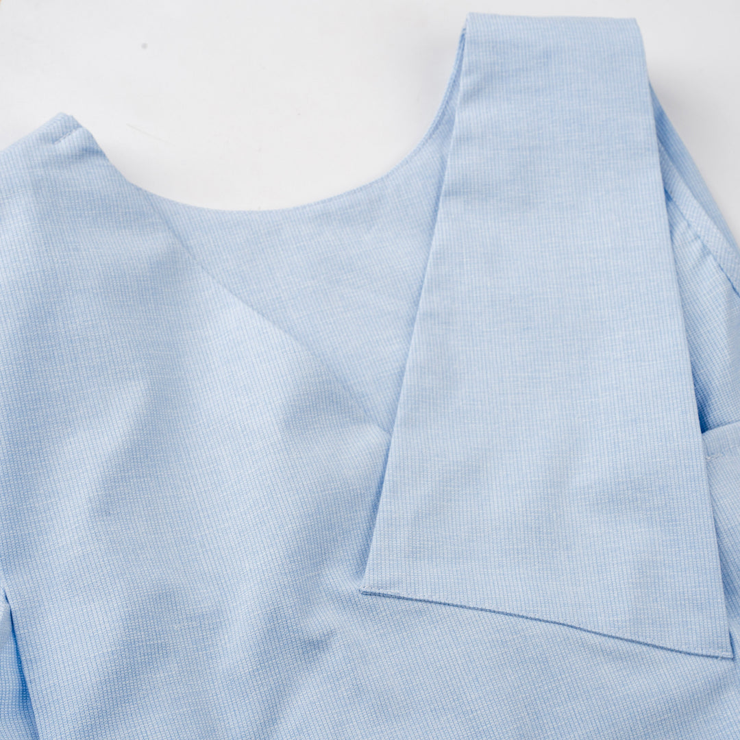 Poney Girls Blue Sleeveless Dress with Side Folded