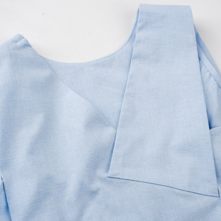 Poney Girls Blue Sleeveless Dress with Side Folded