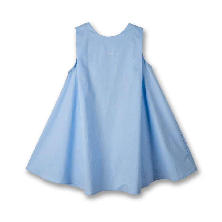 Poney Girls Blue Sleeveless Dress with Side Folded