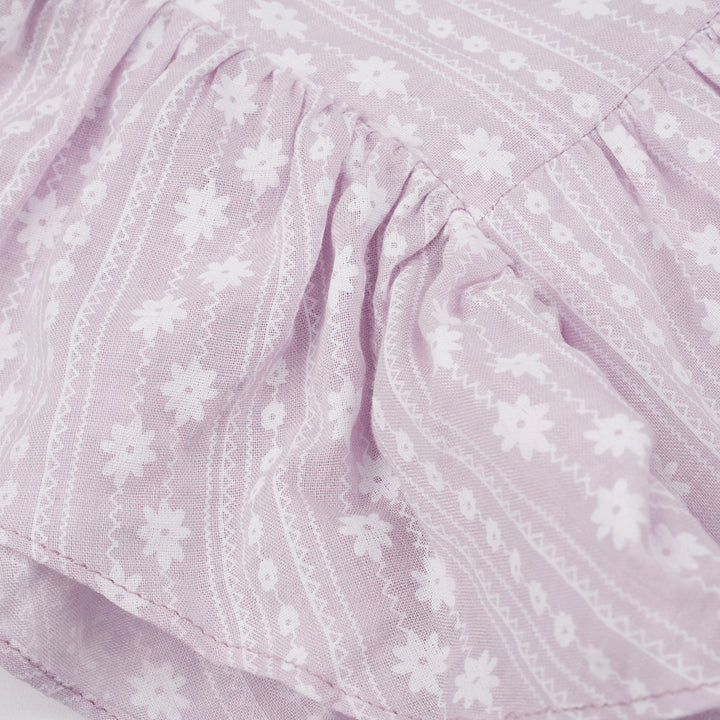 Poney Girls Light Purple Roman Prints Short Sleeve Dress