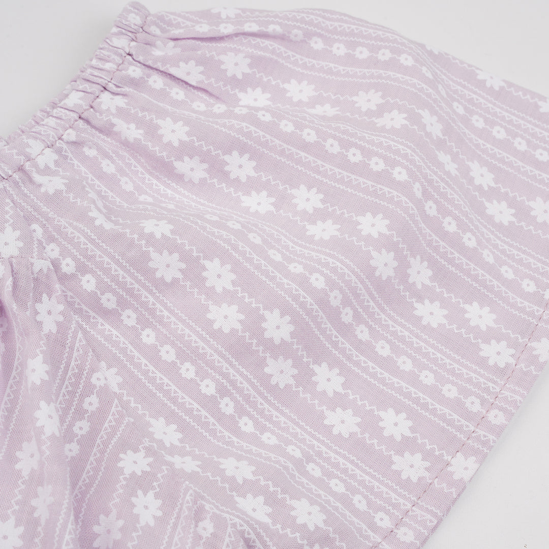 Poney Girls Light Purple Roman Prints Short Sleeve Dress