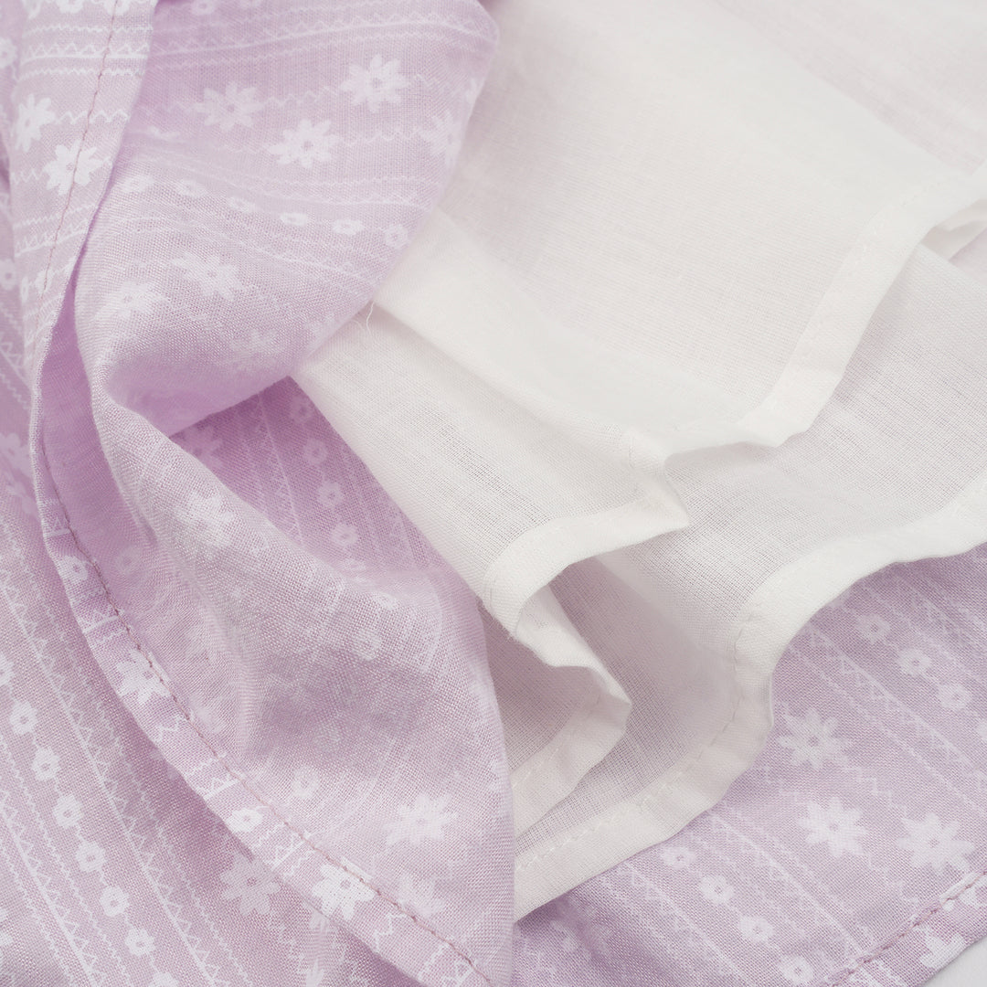 Poney Girls Light Purple Roman Prints Short Sleeve Dress