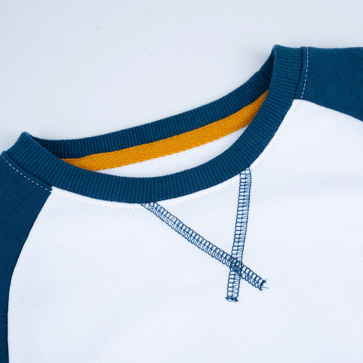 Poney Boys Blue Colour Blocking Raglan Sweatshirt