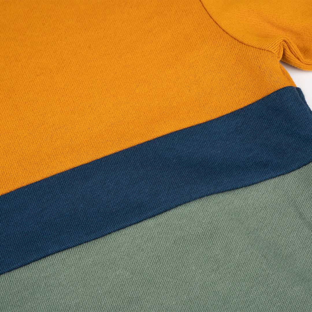 Poney Boys Orange Colour Blocking Round Neck Short Sleeve Tee