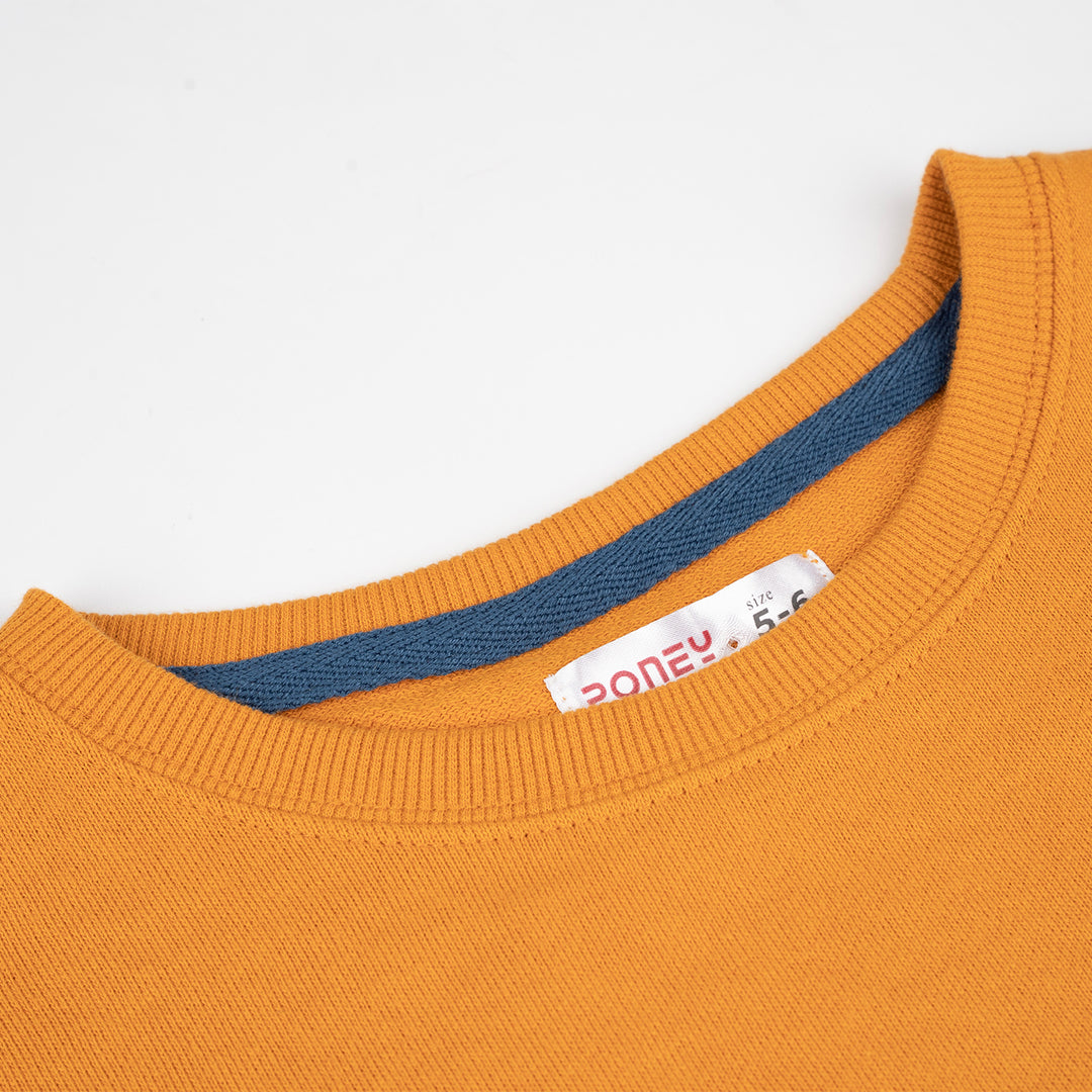 Poney Boys Orange Oversized Round Neck Short Sleeve Tee