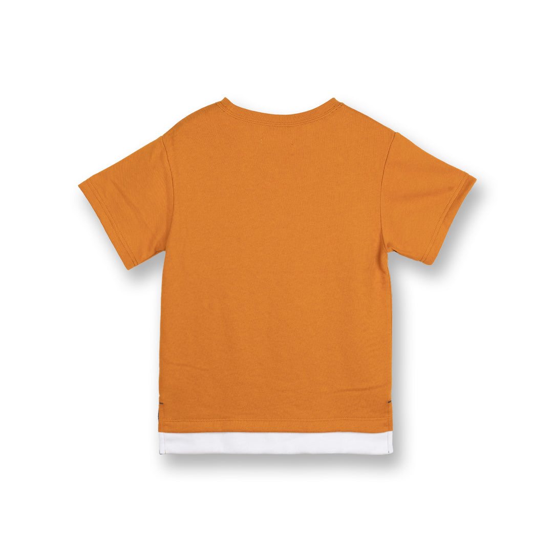 Poney Boys Orange Oversized Round Neck Short Sleeve Tee