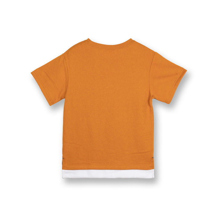 Poney Boys Orange Oversized Round Neck Short Sleeve Tee