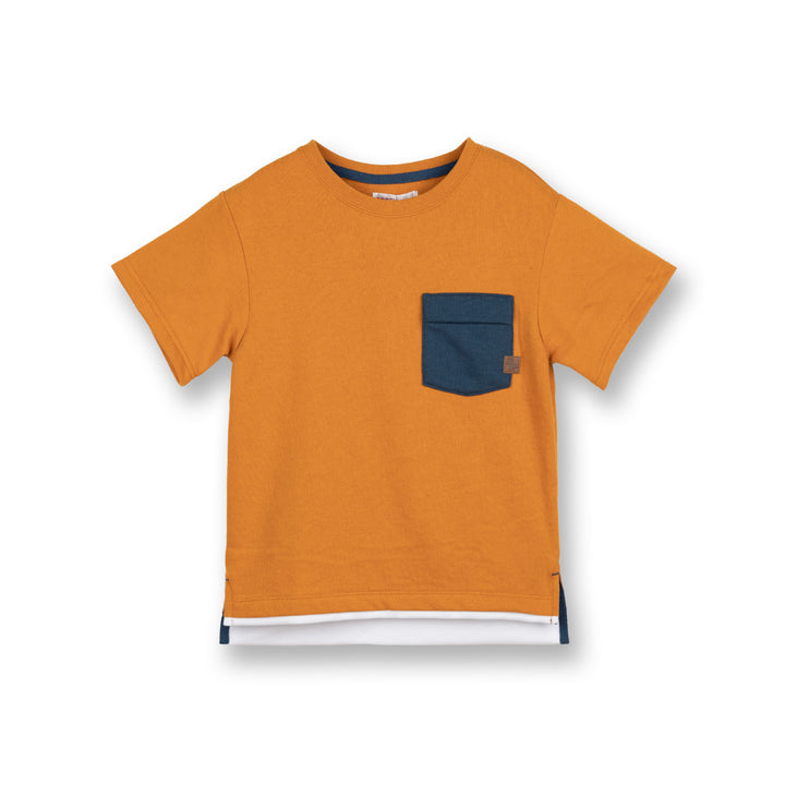 Poney Boys Orange Oversized Round Neck Short Sleeve Tee