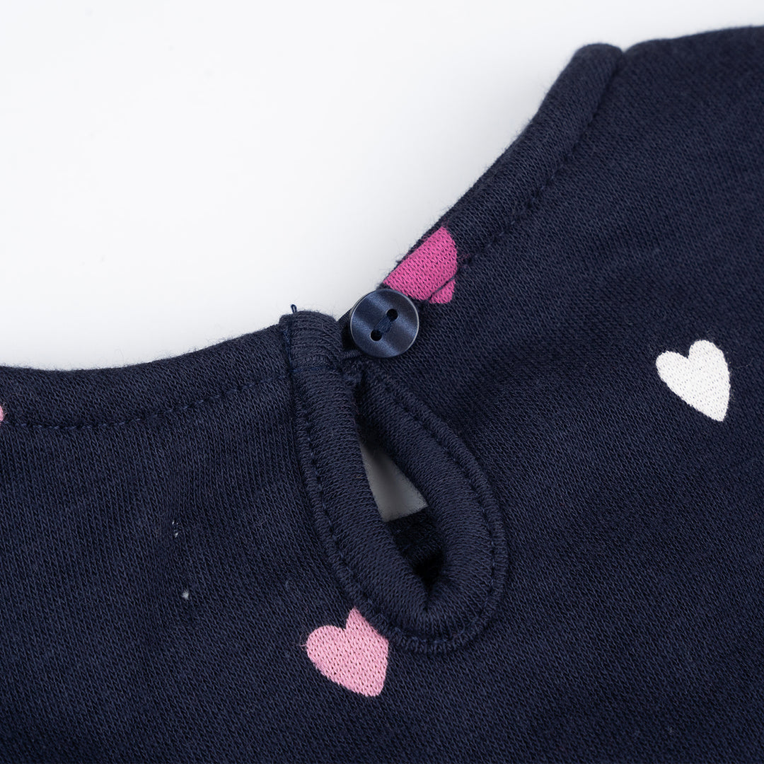 Poney Girls Navy Sleeveless Printed Dress