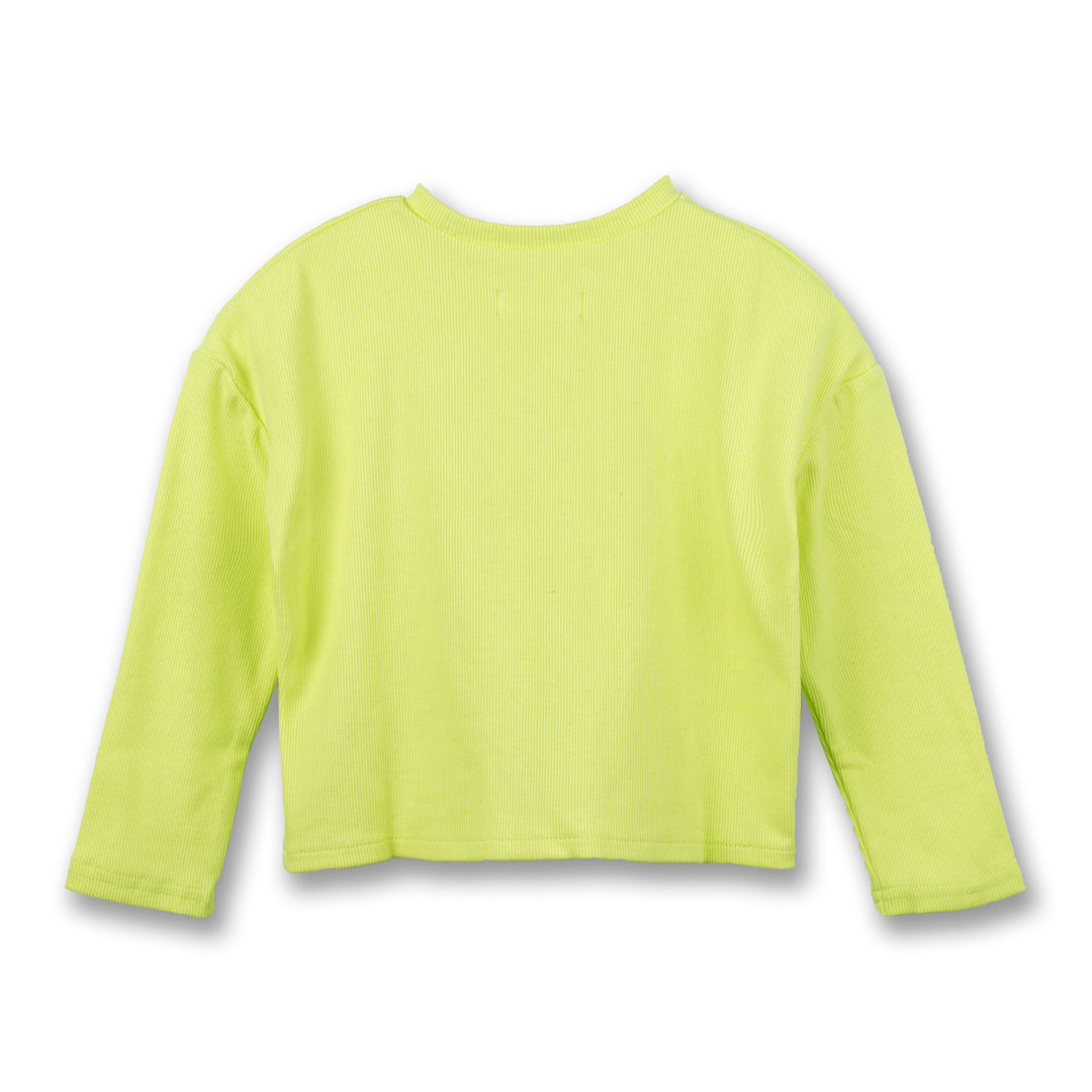 Poney Girls Lime Long Sleeves Ribbed Sweatshirt