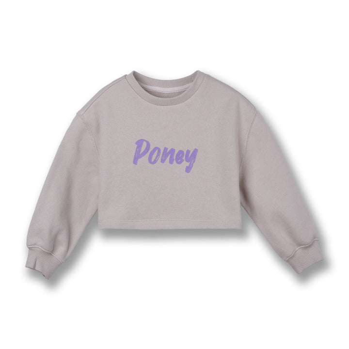 Poney Girls Khaki Cropped Sweatshirt