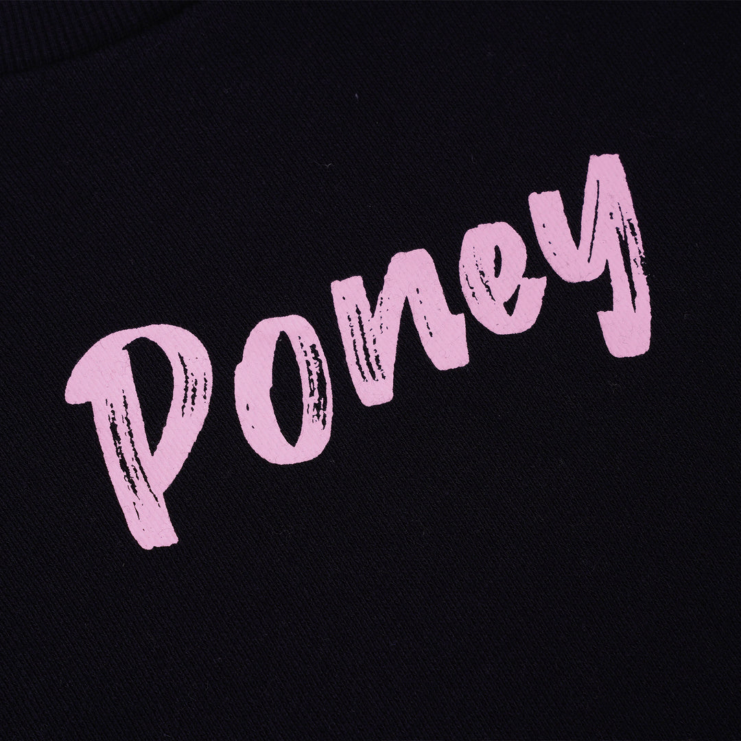 Poney Girls Black Cropped Sweatshirt