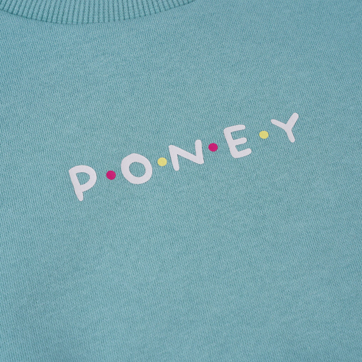 Poney Girls Green Printed Sweatshirt