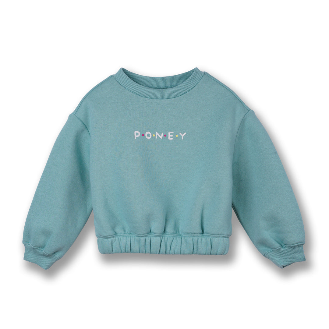 Poney Girls Green Printed Sweatshirt
