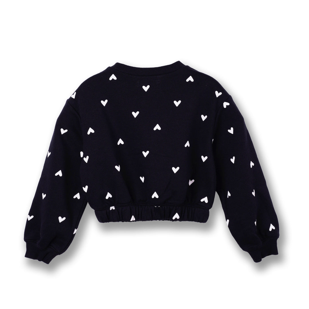 Poney Girls Black Printed Sweatshirt
