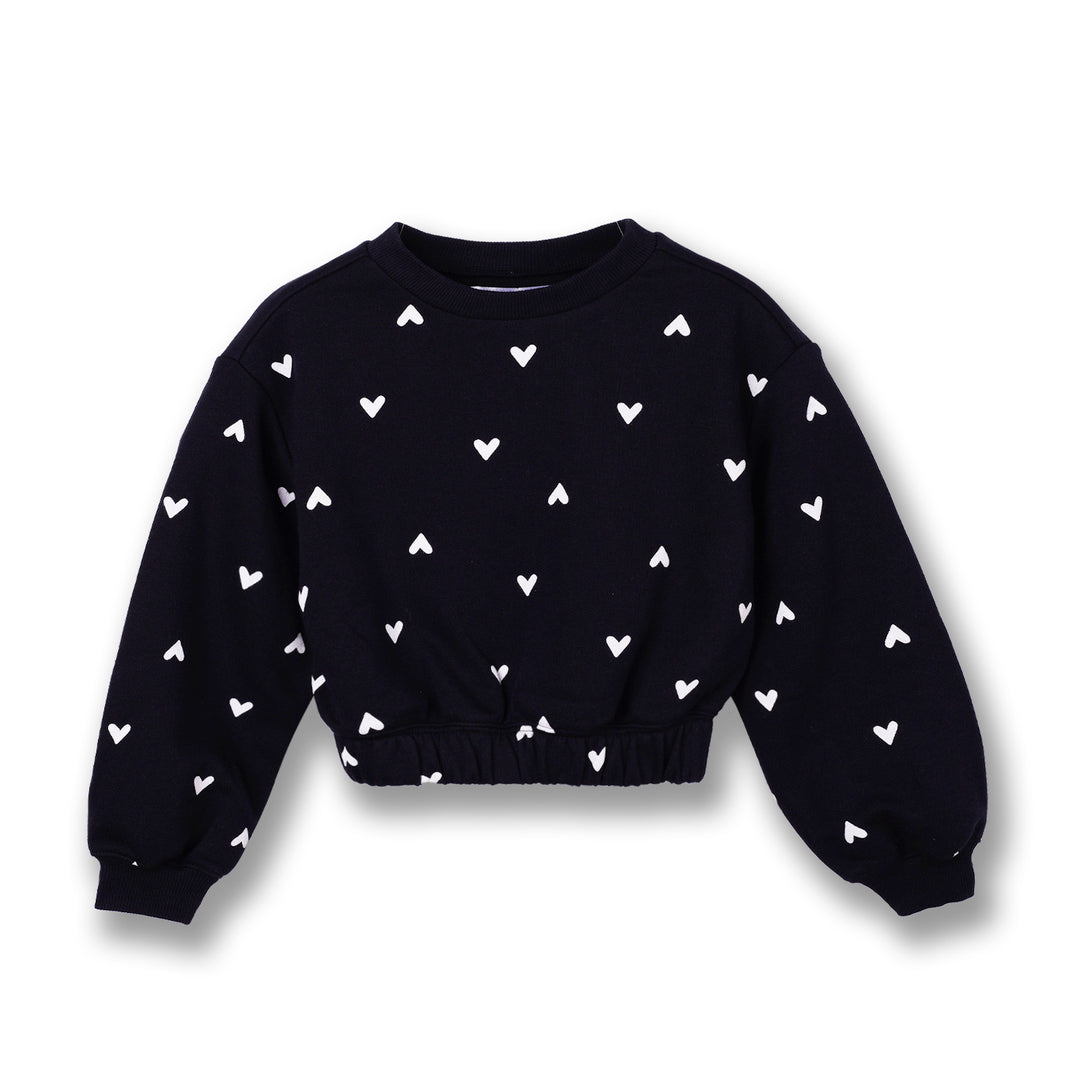 Poney Girls Black Printed Sweatshirt